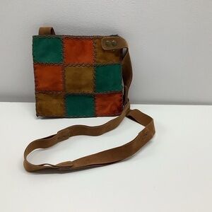 Leather multi colored side bag Preowned